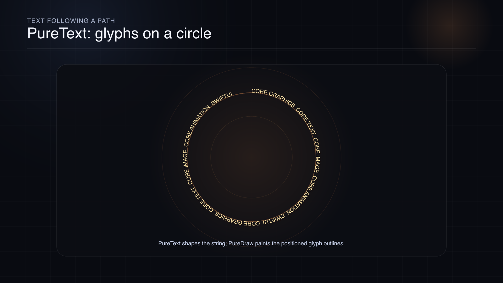 Glyph outlines following a circular path, SlayerMotion render